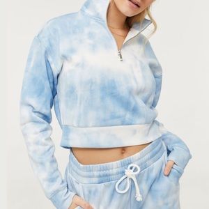 NWT Ardene Tie-Dye Relaxed Mock Neck Fleece S